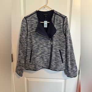 Ann Taylor Blue and White Textured Blazer